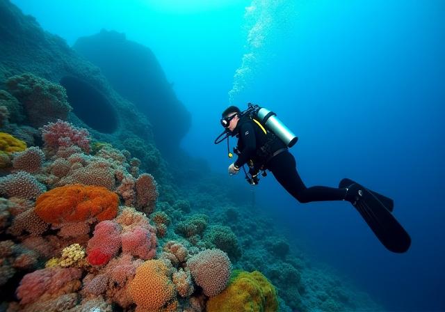 Diver exploring a shipwreck