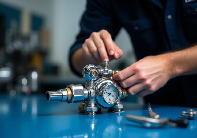 Certified technician servicing a scuba regulator